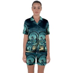 Cute Fairy Dancing On The Moon Satin Short Sleeve Pyjamas Set by FantasyWorld7