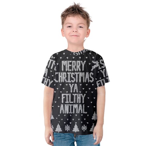 Ugly Christmas Sweater Kids  Cotton Tee by Valentinaart