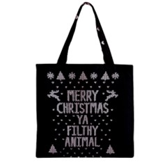 Ugly Christmas Sweater Zipper Grocery Tote Bag by Valentinaart