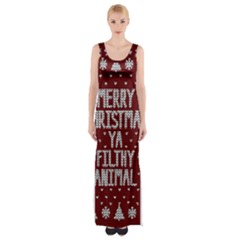 Ugly Christmas Sweater Maxi Thigh Split Dress by Valentinaart