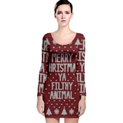 Ugly Christmas Sweater Long Sleeve Velvet Bodycon Dress by Valentinaart