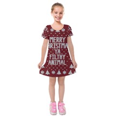 Ugly Christmas Sweater Kids  Short Sleeve Velvet Dress