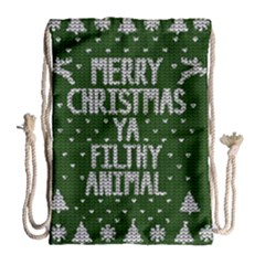 Ugly Christmas Sweater Drawstring Bag (large) by Valentinaart