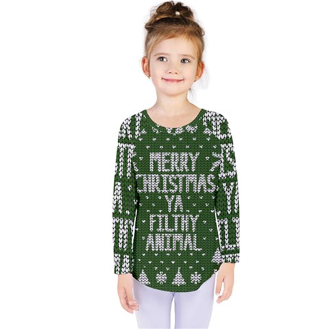 Ugly Christmas Sweater Kids  Long Sleeve Tee by Valentinaart