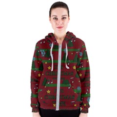 Ugly Christmas Sweater Women s Zipper Hoodie by Valentinaart