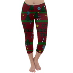 Ugly Christmas Sweater Capri Winter Leggings  by Valentinaart