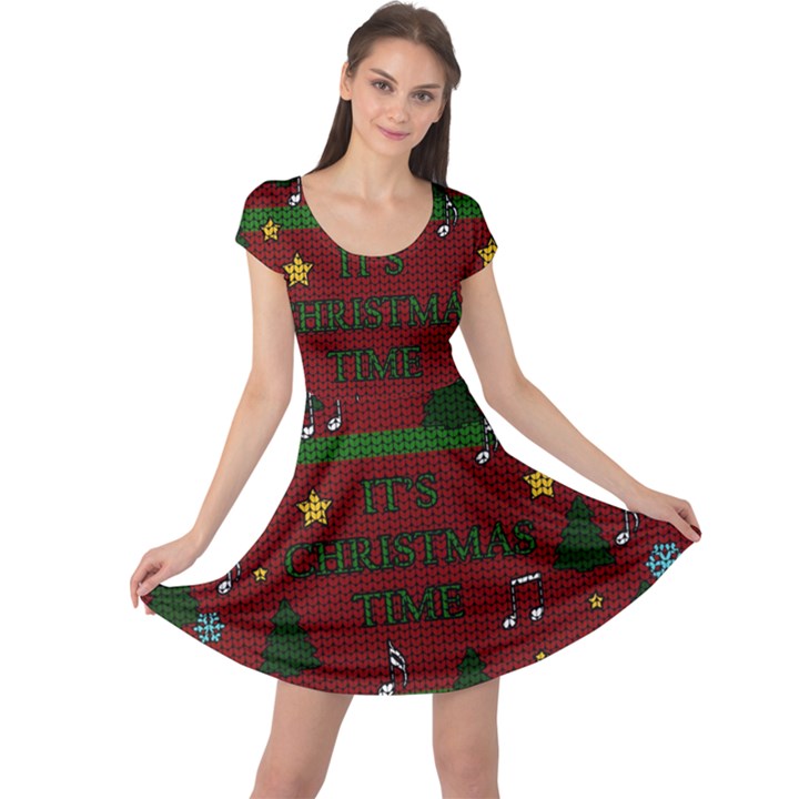 Ugly Christmas Sweater Cap Sleeve Dress