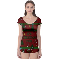 Ugly Christmas Sweater Boyleg Leotard  by Valentinaart