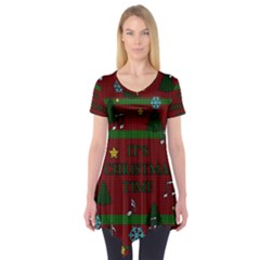 Ugly Christmas Sweater Short Sleeve Tunic  by Valentinaart