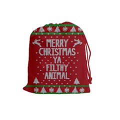 Ugly Christmas Sweater Drawstring Pouches (large)  by Valentinaart