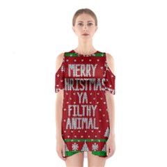 Ugly Christmas Sweater Shoulder Cutout One Piece by Valentinaart