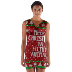 Ugly Christmas Sweater Wrap Front Bodycon Dress by Valentinaart