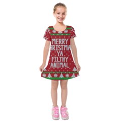 Ugly Christmas Sweater Kids  Short Sleeve Velvet Dress by Valentinaart