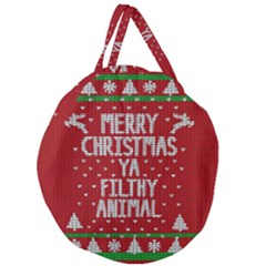 Ugly Christmas Sweater Giant Round Zipper Tote by Valentinaart