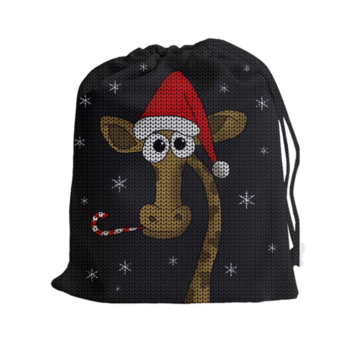 Christmas Giraffe  Drawstring Pouches (XXL)