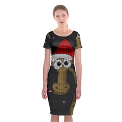 Christmas Giraffe  Classic Short Sleeve Midi Dress by Valentinaart