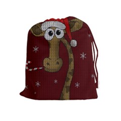 Christmas Giraffe  Drawstring Pouches (Extra Large)