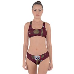 Christmas Giraffe  Criss Cross Bikini Set by Valentinaart