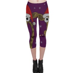 Christmas Giraffe  Capri Leggings  by Valentinaart