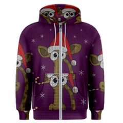 Christmas Giraffe  Men s Zipper Hoodie