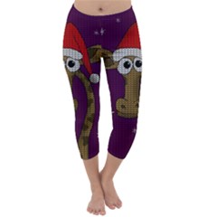 Christmas Giraffe  Capri Winter Leggings  by Valentinaart