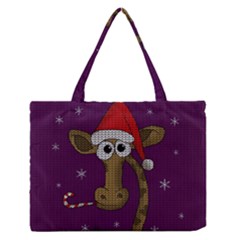 Christmas Giraffe  Zipper Medium Tote Bag by Valentinaart