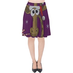 Christmas Giraffe  Velvet High Waist Skirt by Valentinaart