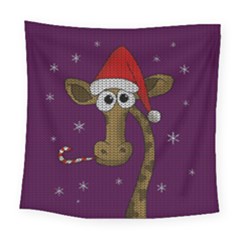 Christmas Giraffe  Square Tapestry (large) by Valentinaart