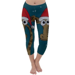 Christmas Giraffe  Capri Winter Leggings  by Valentinaart