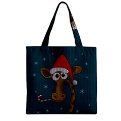 Christmas Giraffe  Zipper Grocery Tote Bag by Valentinaart