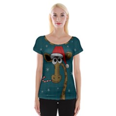 Christmas Giraffe  Cap Sleeve Tops by Valentinaart