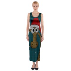 Christmas Giraffe  Fitted Maxi Dress by Valentinaart