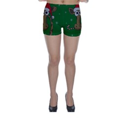 Christmas Giraffe  Skinny Shorts by Valentinaart