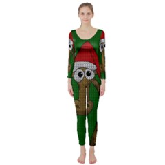 Christmas Giraffe  Long Sleeve Catsuit