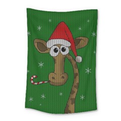 Christmas Giraffe  Small Tapestry by Valentinaart