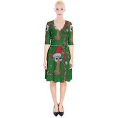 Christmas Giraffe  Wrap Up Cocktail Dress by Valentinaart