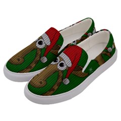 Christmas Giraffe  Men s Canvas Slip Ons by Valentinaart