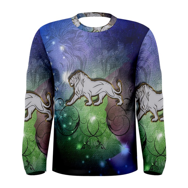 Wonderful Lion Silhouette On Dark Colorful Background Men s Long Sleeve Tee