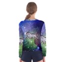 Wonderful Lion Silhouette On Dark Colorful Background Women s Long Sleeve Tee View2