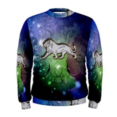 Wonderful Lion Silhouette On Dark Colorful Background Men s Sweatshirt by FantasyWorld7