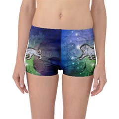 Wonderful Lion Silhouette On Dark Colorful Background Boyleg Bikini Bottoms by FantasyWorld7