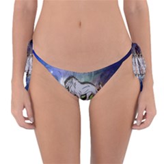 Wonderful Lion Silhouette On Dark Colorful Background Reversible Bikini Bottom by FantasyWorld7