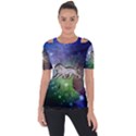 Wonderful Lion Silhouette On Dark Colorful Background Short Sleeve Top View1