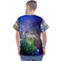 Wonderful Lion Silhouette On Dark Colorful Background Men s V-Neck Scrub Top View2