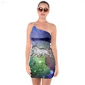 Wonderful Lion Silhouette On Dark Colorful Background One Soulder Bodycon Dress View1