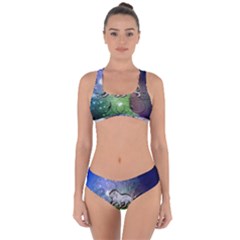 Wonderful Lion Silhouette On Dark Colorful Background Criss Cross Bikini Set by FantasyWorld7