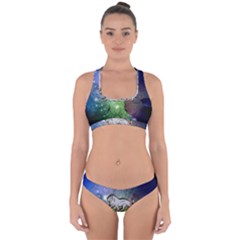 Wonderful Lion Silhouette On Dark Colorful Background Cross Back Hipster Bikini Set by FantasyWorld7