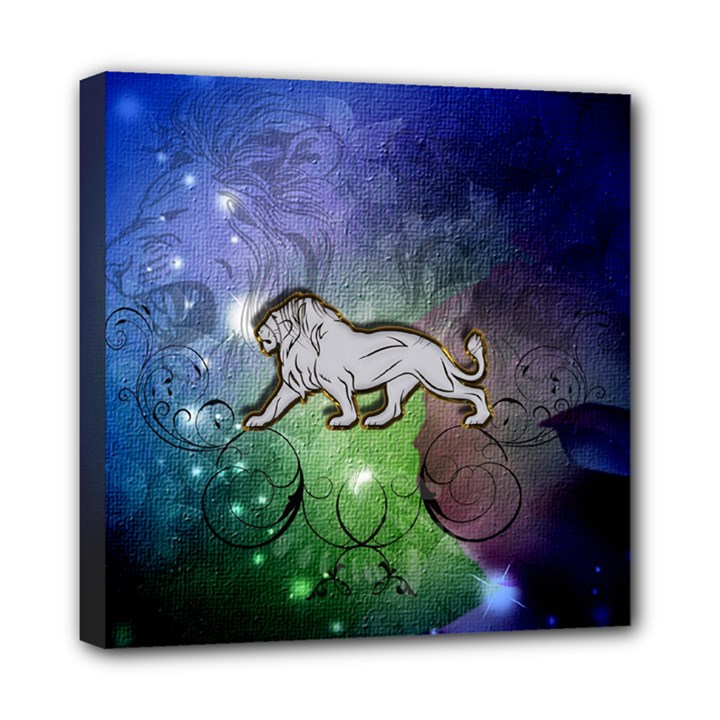 Wonderful Lion Silhouette On Dark Colorful Background Mini Canvas 8  x 8 