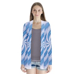 Prismatic Hole Blue Drape Collar Cardigan