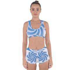 Prismatic Hole Blue Racerback Boyleg Bikini Set